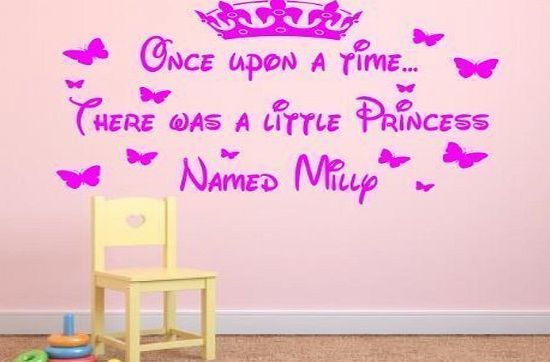 supreme vinyls Girls Personalised ``Once upon a time`` Princess vinyl wall art sticker quote - 4 sizes amp; 16 Colours - prs1 (2 - Medium 60 x 40 cm)