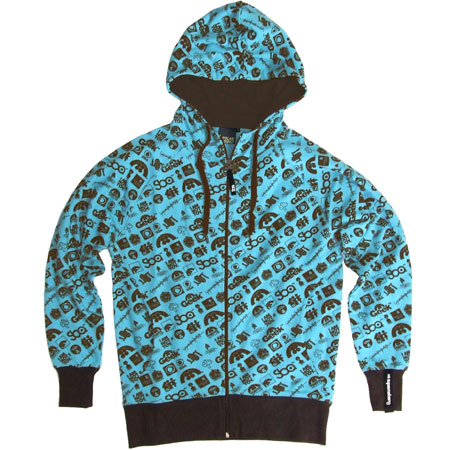 Supremebeing All Brand Logos Cyan & Choc Zip Hoody