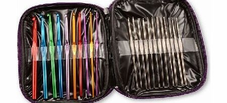 Surepromise 22 Multi-colour Aluminum Crochet Hooks Needles Yarn Weave Knit Craft Set w/ Case