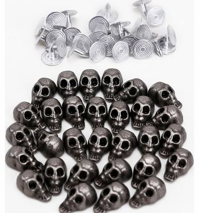 30x Punk Skull Head Leather Rivets Set for Bag Shoe Clothing Nails Included