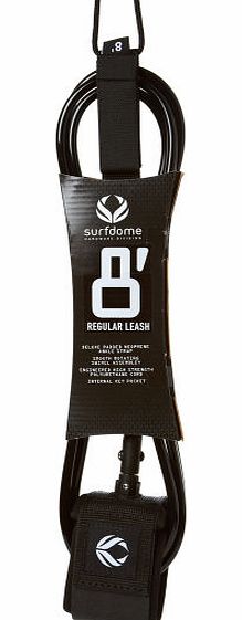 Surfdome Regular Black Surfboard Leash - 8ft 0