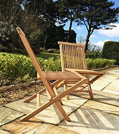 Sustainable Furniture UK Ltd Classic Teak Outdoor Folding Chair - Pack of two, Sustainable Wood