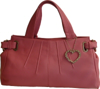 large pink leather handbag