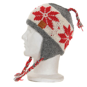 Sutsu Lamar Peru style beanie - Red/Grey