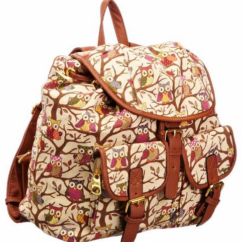 SwankySwans Girls Barrita Owl Backpack Beige SS01044