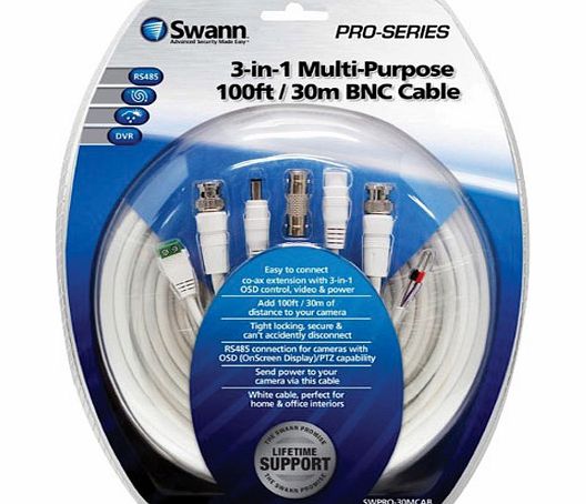 Swann 3-in-1 Multi-Purpose 100ft / 30m BNC Cable