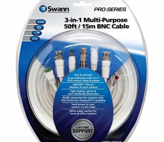Swann 3-in-1 Multi-Purpose 50ft / 15m BNC Cable