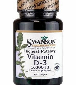 Swanson High Potency Vitamin D3 (5,000IU, 250 Softgels)