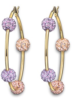 SWAROVSKI Pink and Purple Pop, Gold Plated Hoop