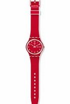 Swatch Poppy Field Red Plastic Strap Watch