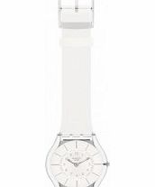 Swatch White Classiness Silicone Strap Watch