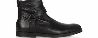 Logan black leather ankle boots