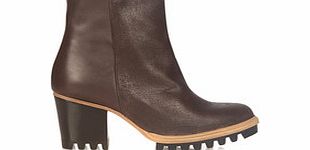 Roisin brown leather block heel boots