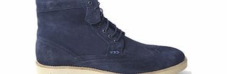 Sweeney London Vizela blue and cream suede lace-up boots