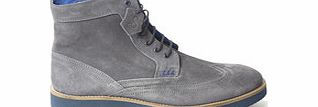 Sweeney London Vizela grey and blue suede lace-up boots