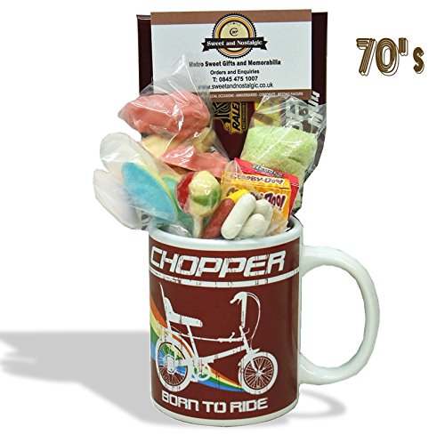 Sweet and Nostalgic Raleigh Chopper Mug with an epic portion of 70s Sweeties
