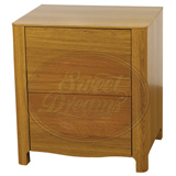 Bacall 2 Drawer Bedside Cabinet in Lacquered Oak finished Rubberwood