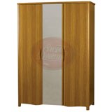 Bacall 3 Door Wardrobe with centre mirror in Lacquered Oak finished Rubberwood