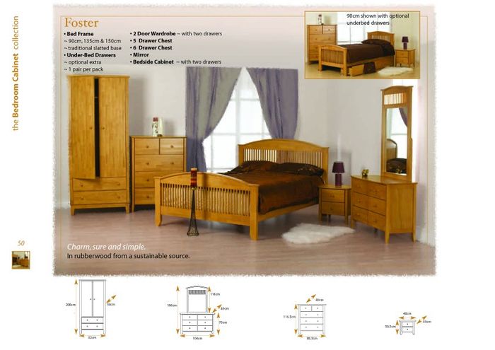 Foster 4ft 6 Double Wooden Bedstead