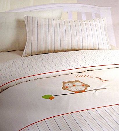 Sweet Dreams Pure Cotton Percale Cream Owl Cot Bed/Toddler bed Duvet Cover amp; Pillowcase Set