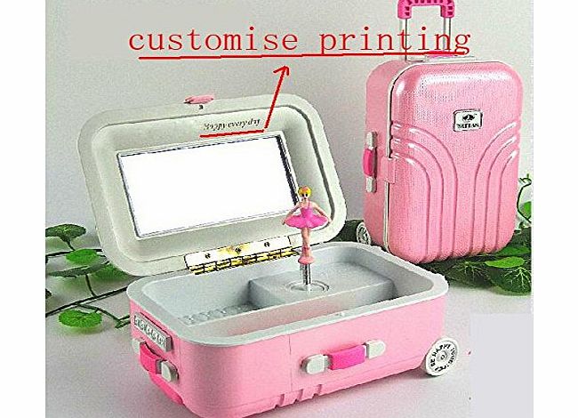 sweet home lugguage style music box with mirror jewellery box