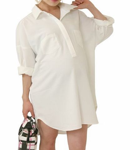 Sweet Mommy SO4026 Maternity and Nursing Georgette Shirt Dress