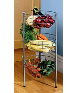 Swirl 3 Tier Vegetable Stand Silver Grey