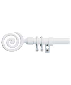 SWIRL Design Curtain Pole Set and Fittings - White