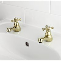 SWIRL Traditional Gold Effect Basin Taps Pair