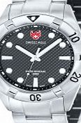 Swiss Eagle Mens Dive Pontoon Black Steel Watch