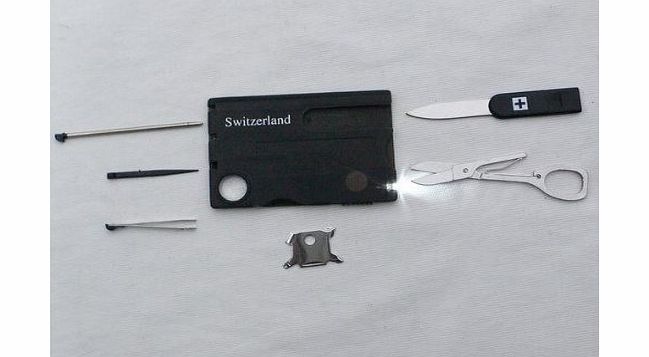 Switzerland Multifunction Camping Card Tool with LED lights and tools