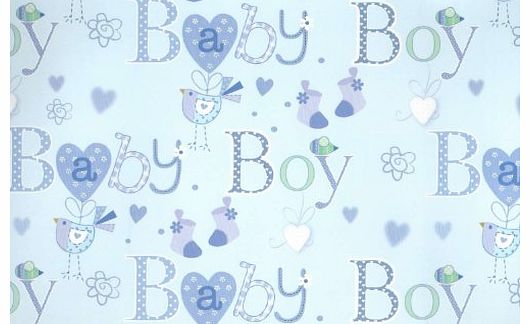 Swoosh Supplies 2 x Bird, Socks & Mouse, Blue New Born Baby Boy Gift Wrap - Luxury Wrapping Paper