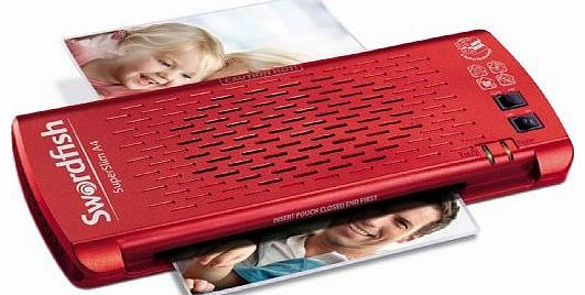Swordfish Super Slim A4 Paper/Document Laminator for Home/Office - Red Ref: 40186
