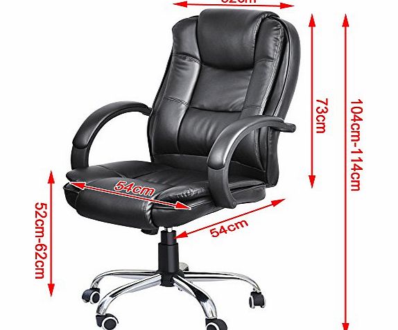 SWT BLACK HIGH BACK EXECUTIVE OFFICE CHAIR LEATHER SWIVEL, RECLINE, ROCKER COMPUTER DESK FURNITURE