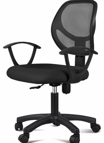 SWT Black Mesh Seat Fabric Chrome Executive Office Computer Desk Chair
