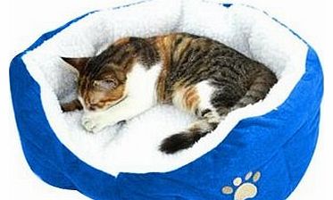 SWT Blue Warm Indoor Soft Fleece Puppy Pets Dog Cat Bed House Basket with Mat waterproof