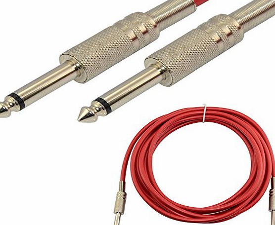 SWUK Brand New 15ft Pro Guitar Patch Cord Amp Mono TS 1/4`` 6.35mm Cable DJ Audio Speaker Red (Specially Shipped From Local UK)