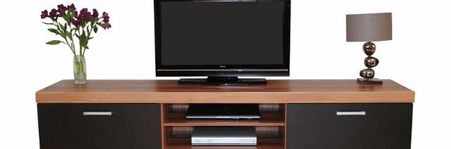 Sydney 2 Metre Black amp; Walnut Sydney 2 Door TV Cabinet Extra Large Unit