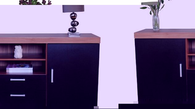 Sydney Black amp; Walnut Sydney Large 2 Door 2 Drawer Sideboard