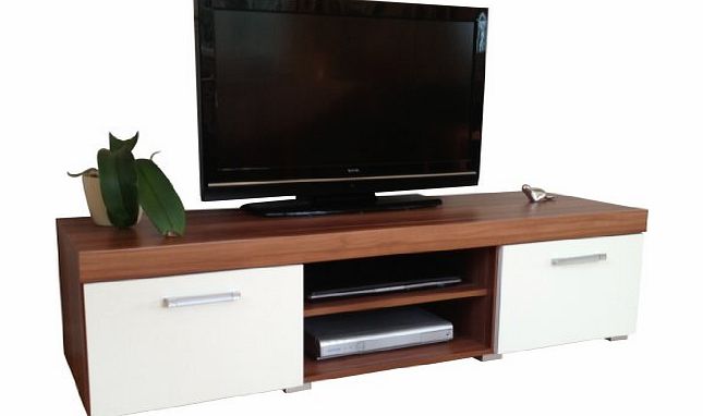 White amp; Walnut Sydney Large 2 Door TV Cabinet 140cm Unit