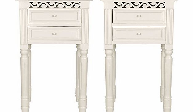 Set of Two Pretty Ivory Bedside Tables with Drawers.