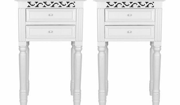 Set of Two Pretty White Bedside Table with Drawers.