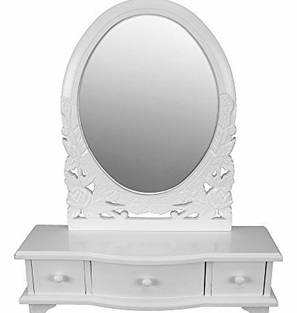 White Dressing Table Mirror with Drawers