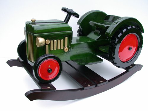 syoT Ltd 37 Green Rocking Tractor with Red Wheels and Gold Lamps and Grills
