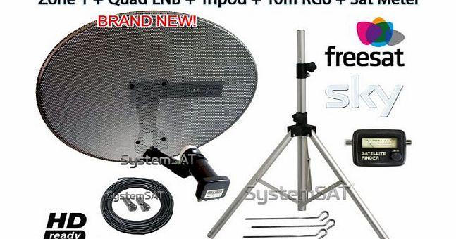 Systemsat Zone 1 Portable Satellite Dish Kit Tripod Quad LNB amp; Sat Finder - SystemSat