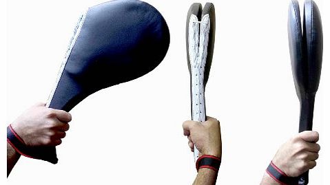 SystemsEleven Taekwondo Double Racket Kicking Target Kick Strike Paddle Pad Karate Kickboxing (Black)