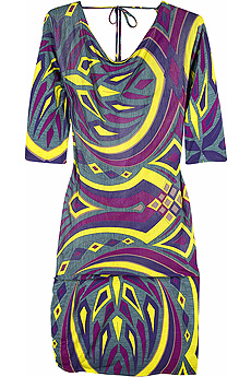 Printed cowl back dress