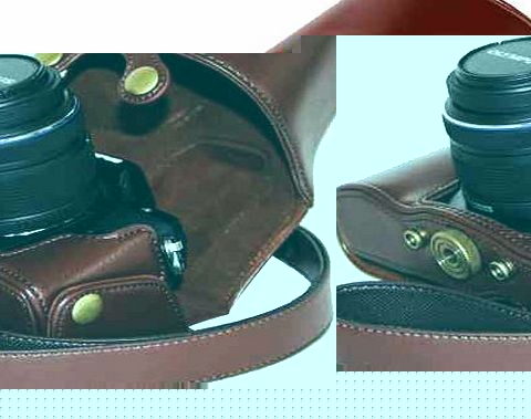 T-mall Vintage Protective PU Leather Camera Cover Case Bag for Olympus OM-D E-M10 with 14-42mm Lens Coffee