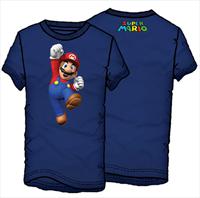 T-Shirt Blue Super Mario Jumping Wii