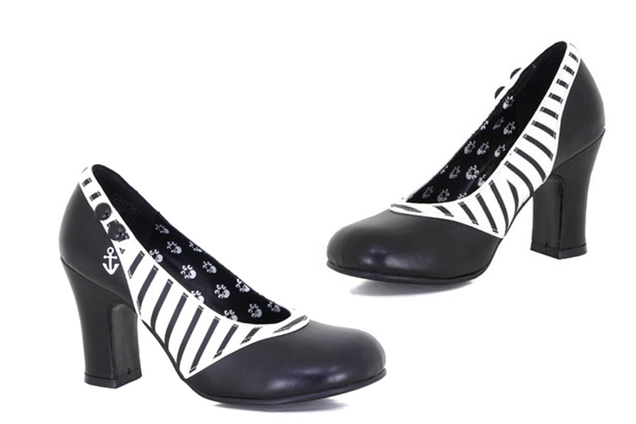 T.U.K. - Anchor Stripe Heel - Black / White